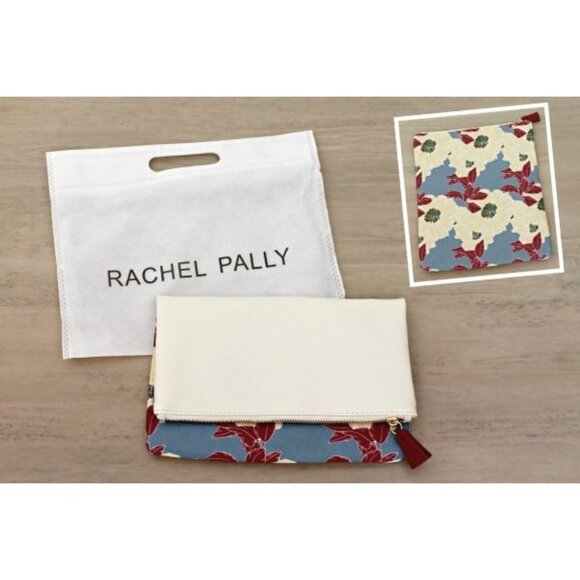 Rachel Pally Foldover Clutch Floral Pattern Leather & Fabric Zipper Closure Wome - Picture 1 of 6